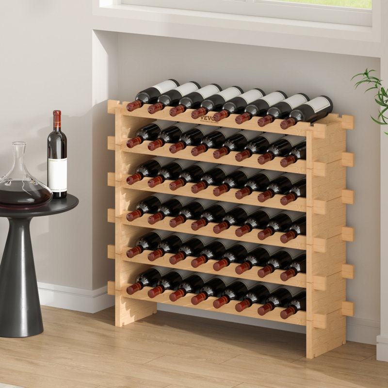 Natural Bamboo 48-Bottle Stackable 6-Tier Wine Rack