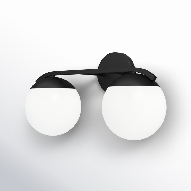 2 Light Frosted Dimmable Vanity Light, Matte Black