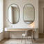 Miroir mural ovale en métal, miroir de meuble-lavabo vertical / horizontal, noir-129595910