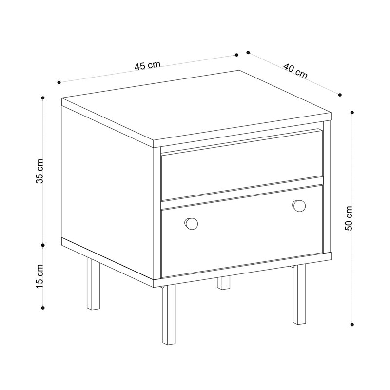 Dovercliff 45cm W Particle Board / Chipboard Bedside Table