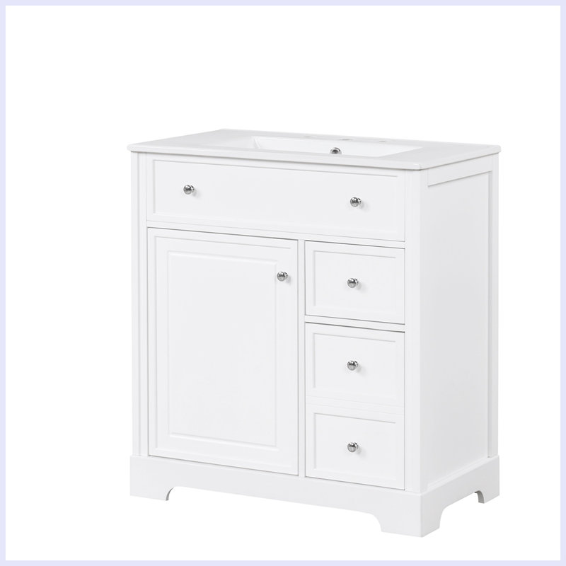 Meuble-lavabo moderne avec porte et deux tiroirs Garven