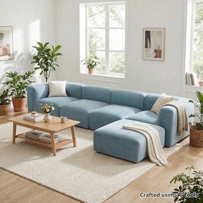 Modular Performance Velvet Oversized L-Shaped Sectional Sofa with Reversible Chaise, Deep Seating for Living Room