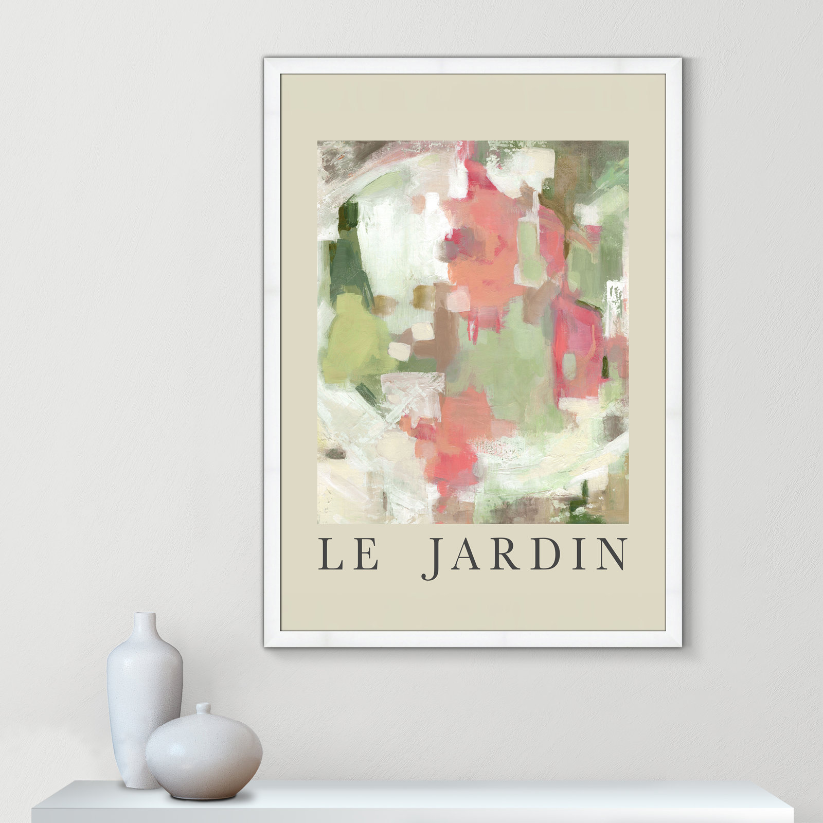 Riya "Le Jardin" Print by Carol Robinson, White Single Picture Frame, No, 55" H x 39" W x 1.25" D