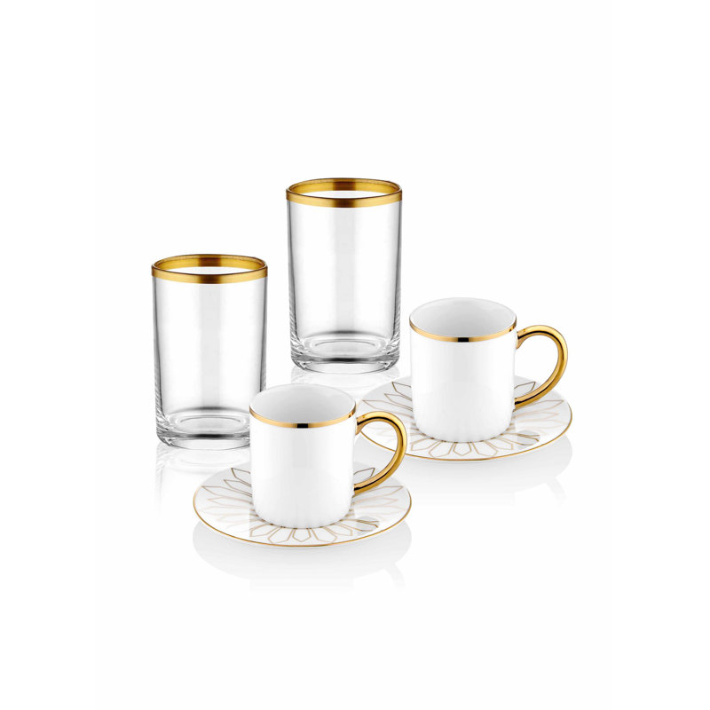 Ensemble de tasses à café Trixie, 4, Blanc / or