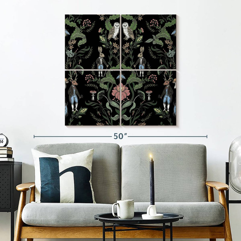 Créatures de nuit florales rétro Kerner, H 32 po x l 32 po