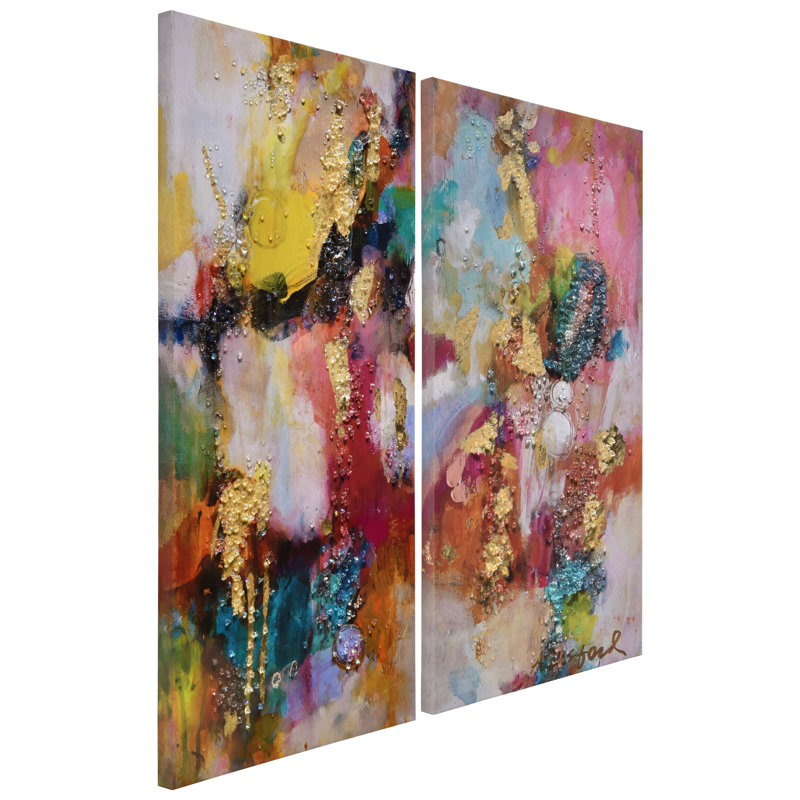 «Colorful Symphony I & II», art mural sur toile recouverte d'époxy Crystallus