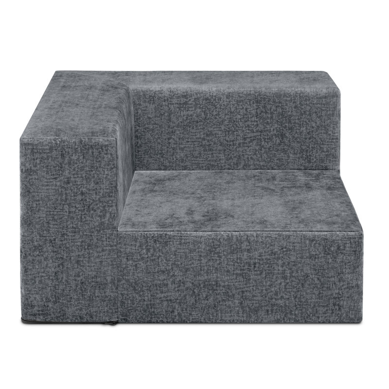 Gray Fabric Four-Piece Sectional Sofa with Ottoman