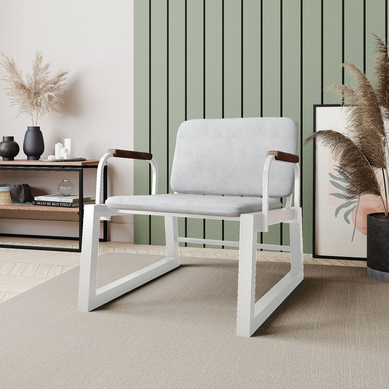Fauteuil d'appoint en tissu blanc pourquoi Whythe, Blanc, Blanc
