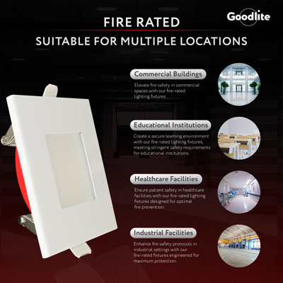 3'' LED Fire Rated & Certified Square Ultra Slim Downlight - Selectable Color, Dimmable 550 Lumens 