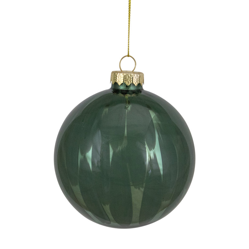 Ornement boule de Noël en verre brillant 4 po, Vert