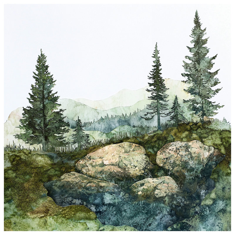 Mountain Forest Landscape Window Curtains, Nature Sheer & Blockout Curtains - 1 Panel, 50" x 80" - 1 Panel, Sheer