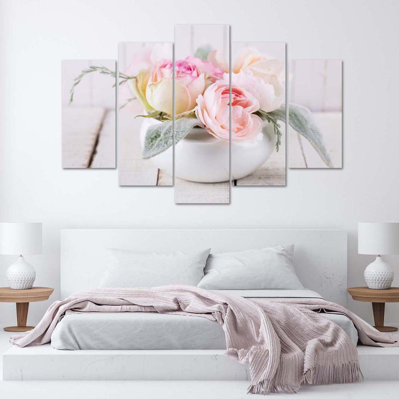 Rose Vase 5 Piece Wrapped Canvas Wall Art Set