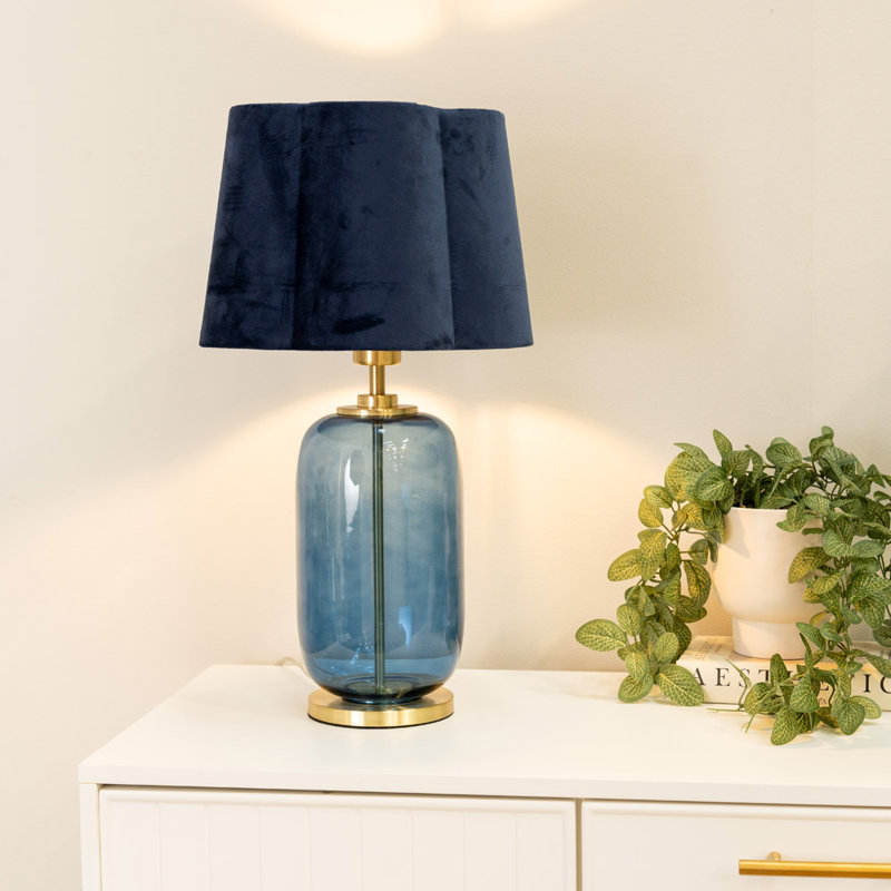 Sebrina Glass Table Lamp, Blue, Yes