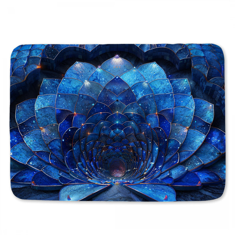 Tapis de bain bleu Lotus, L 21 po x L 34 po