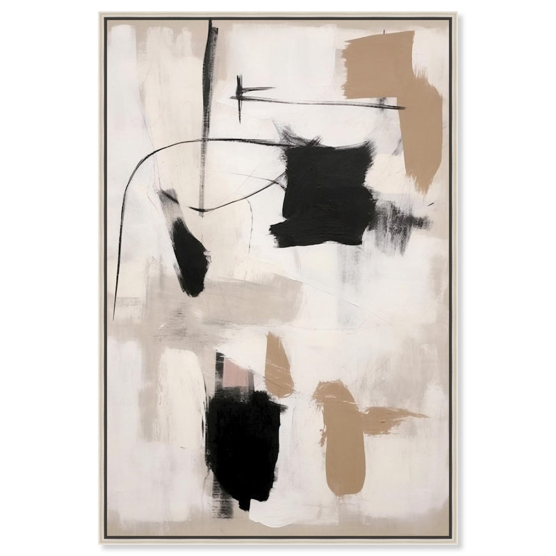 Strings in Abstraction Canvas Muted Abstract Wall Art by Art Remedy, 37" H x 25" W, Silver Framed