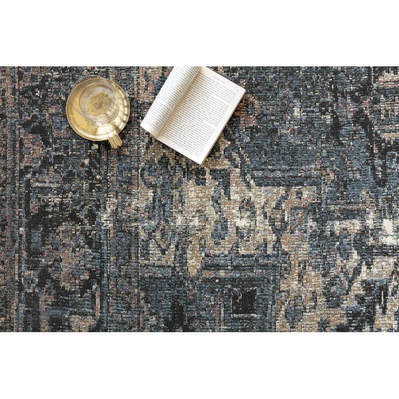 Tapis oriental océan / minuit Dallyce, Rectangle 2 pi 5 po x 4 pi