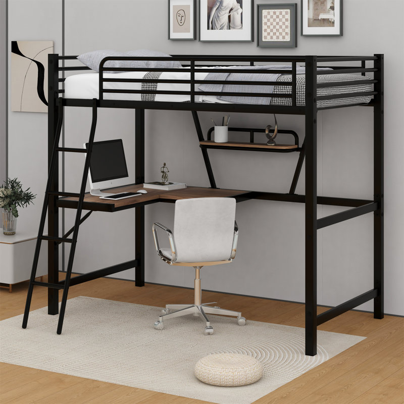 Lit mezzanine double Ainsworth, Double, Noir
