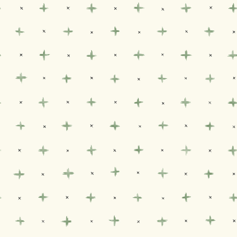 Papier peint point de croix, Beige et vert