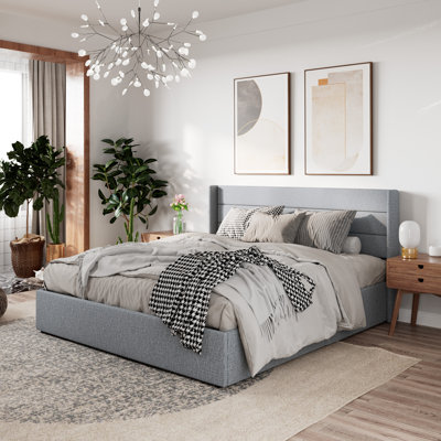 Braya Hydraulic Lift Up Storage Upholstered Platform Bed
