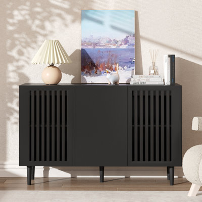 Hessle Storage Cabinet, 47.2” Buffet Cabinet With 3 DIY Doors And Adjustable Shelves, Coffee Bar Cabinet For Kitchen,Dining Room,Living