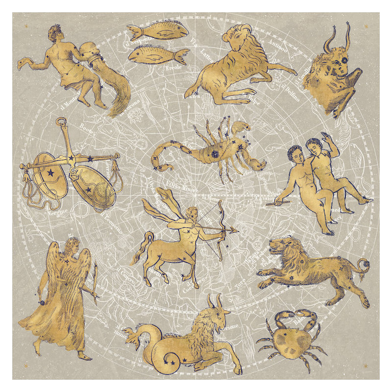 « gilded zodiac », impression sur toile tendue, H 26 po x l 26 po x P 1,5 po