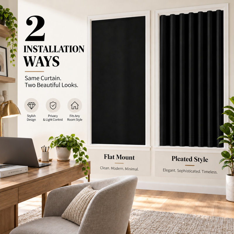 Rideaux occultants auto-adhésifs sans perçage, polyester, housse de fenêtre à intimité instantanée, stores portables faciles à poser pour chambre à coucher, dortoir, véhicule récréatif et voyage