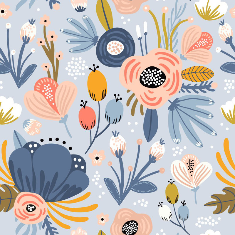 Parmelia Floral Wall Mural, 10.41" L x 125" W, Vinyl