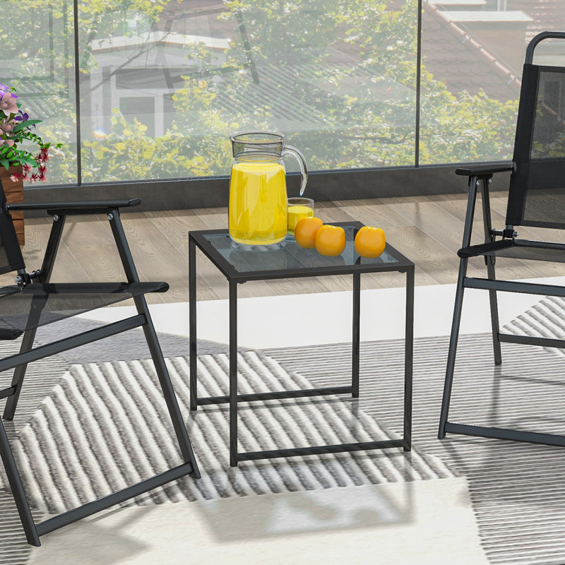 Leyun Square Glass Outdoor Side Table , 17 " W 17 " D