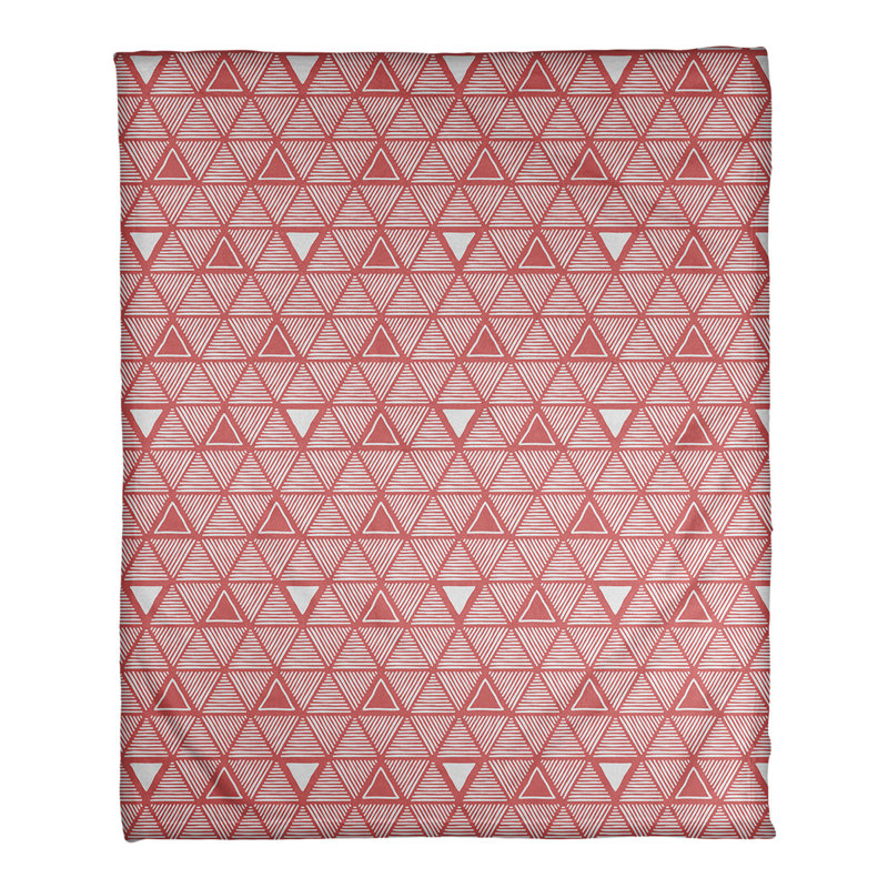Couverture polairee triangles à la main, l 50 po x L 60 po, Rouge / Blanc