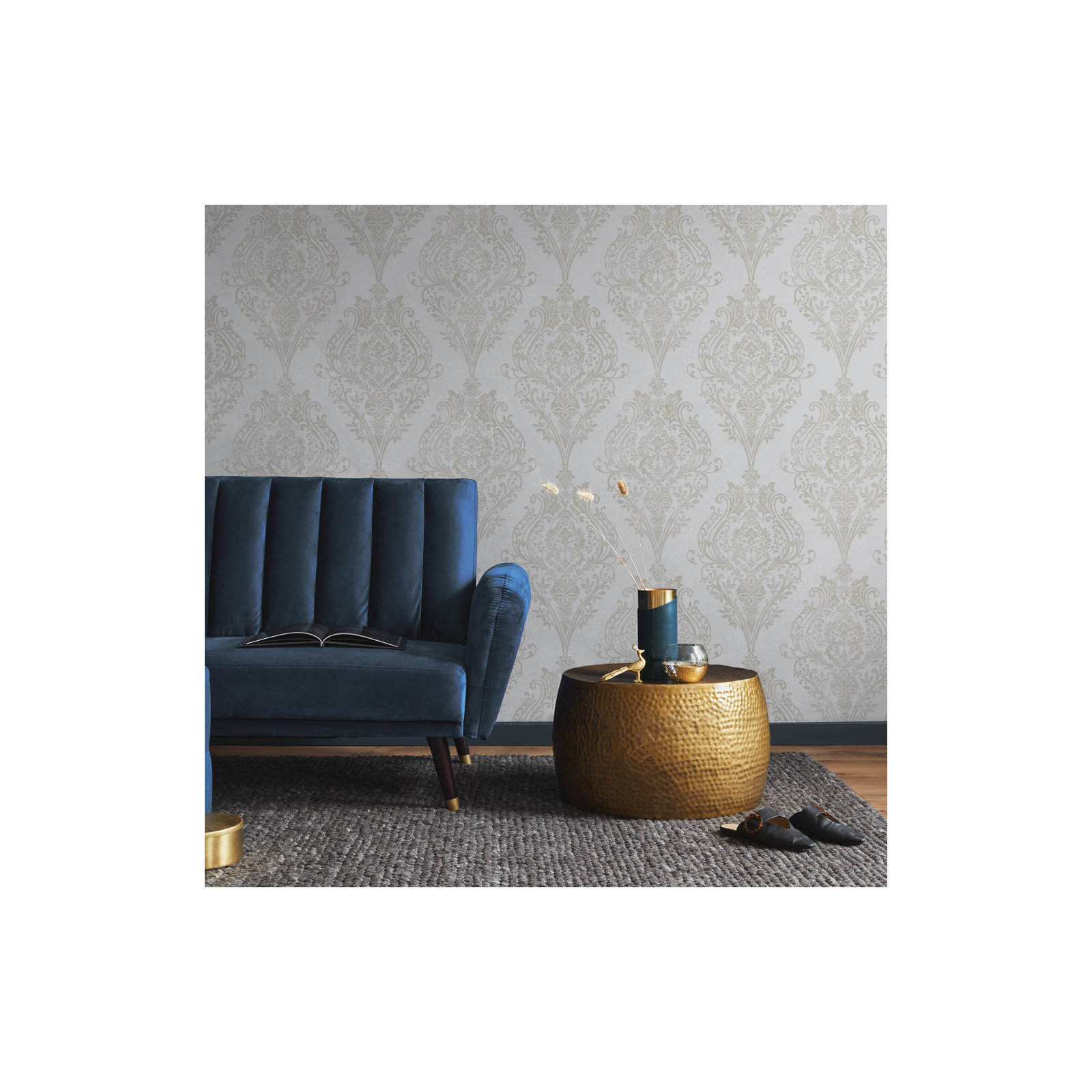 Kwon Damask Wallpaper, Champagne