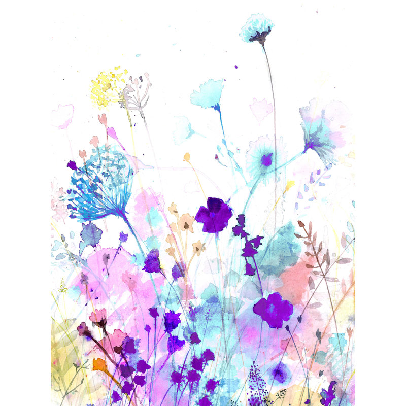 Watercolor Wildflowers - Reproduction sur toile tendue, H 16 po x l 12 po