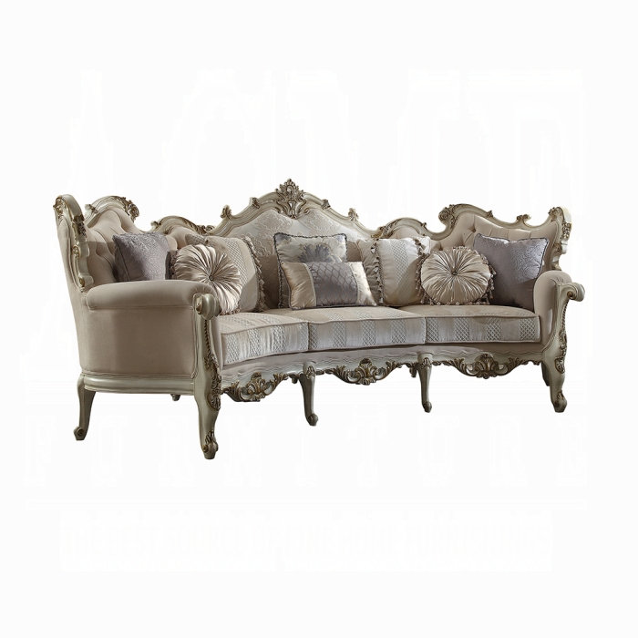 Canapé traditionnel Obed avec détails décoratifs et 8 coussins décoratifs