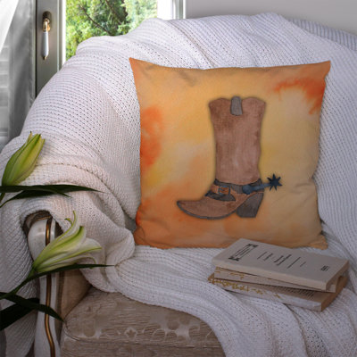 Cowboy Boot Watercolor Indoor/Outdoor Throw Pillow