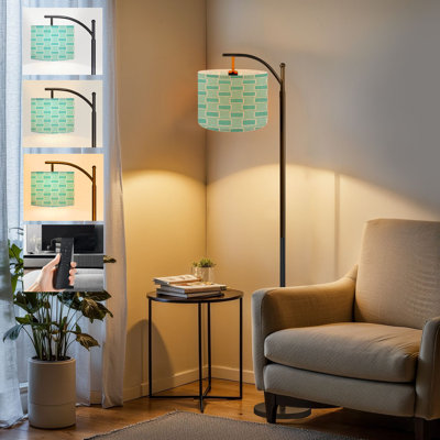  Lampe sur pied arquée rétro des années 1960, milieu du siècle moderne, répétition rétro, années 60, toile de fond transparente, grande lampe sur pied moderne, abat-jour réglable en lin à 3 couleurs