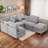 Convertible Sectional Couch With Sleeper Function & USB Charging,Movable Ottoman-1299400172