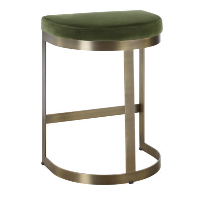 Everly Quinn Hilger Brass Moss Counter Stool by Everly Quinn