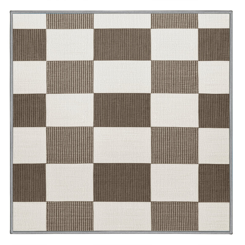 Machine Washable Checkered Gray Area Rug, Square 6'