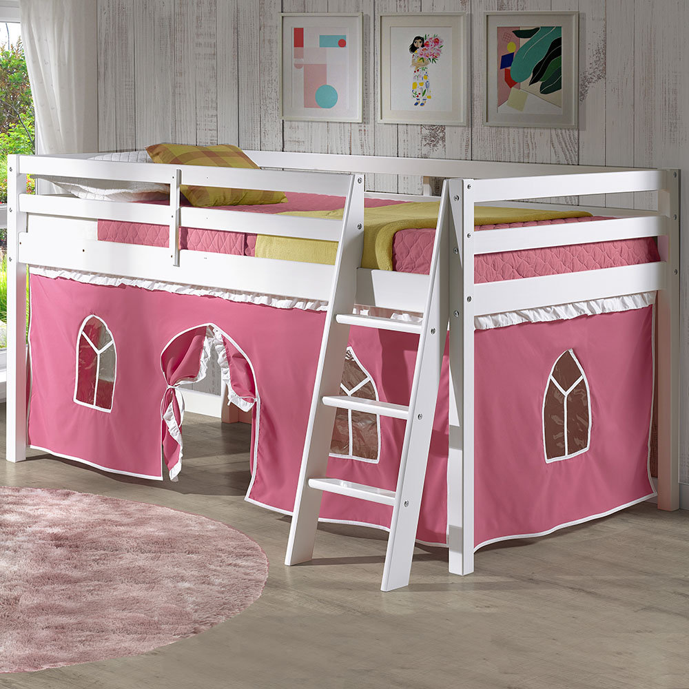 Zoomie Kids Gladwin Twin Solid Brazilian Pine Wood Junior Loft Bed With Interchangeable Tents Reviews Wayfair