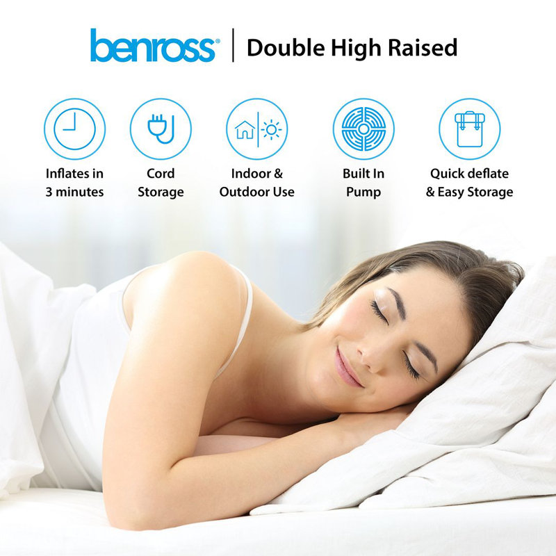 High Raised Airbed + Built in Pump, Queen, Beige