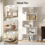5-tier Geometric Bookcase, S-shaped Modern Bookshelf Set Of 2, 62.6" Tall Room Divider Book Shelf, Decorative Display Shelf-1237869785