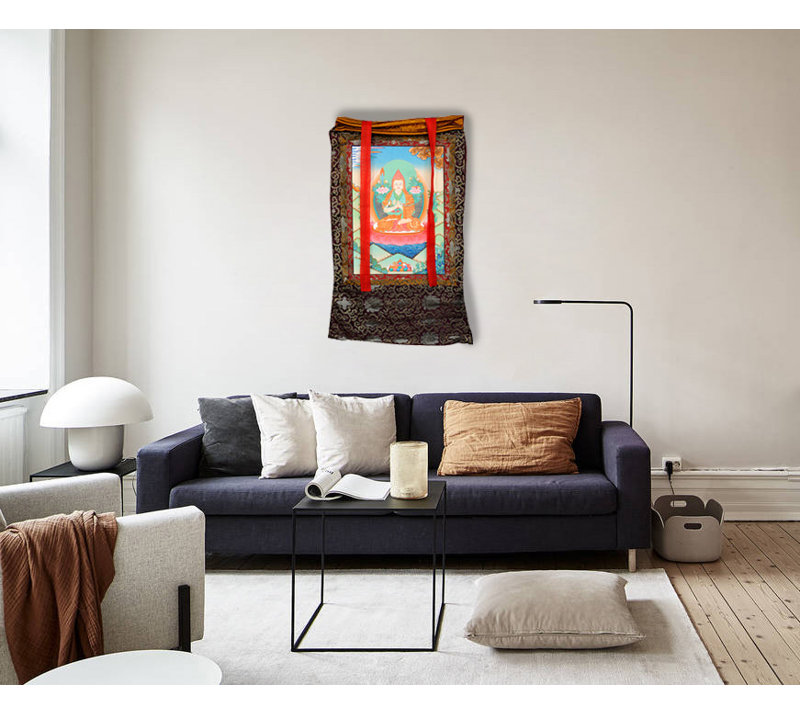 Tsongkhapa - un grand moine et réformateur bouddhiste tibétain | Couleur arc acrylique sur toile
