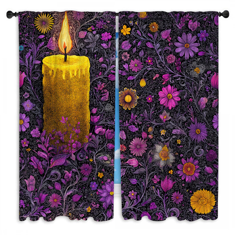 Rideaux décoratifs bougie et voilage - 2 panneaux, 56in x 76in - 2 panels, Obscurcissement de chambre