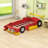 Race Car-Shaped Platform Bed with Fixed Wheels, Safety Rails and Storage Shelves-27912469-27912466