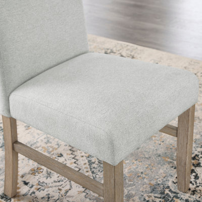 Set of 2 Light Oak Finish Dining Side Chairs with Light Gray Fabric