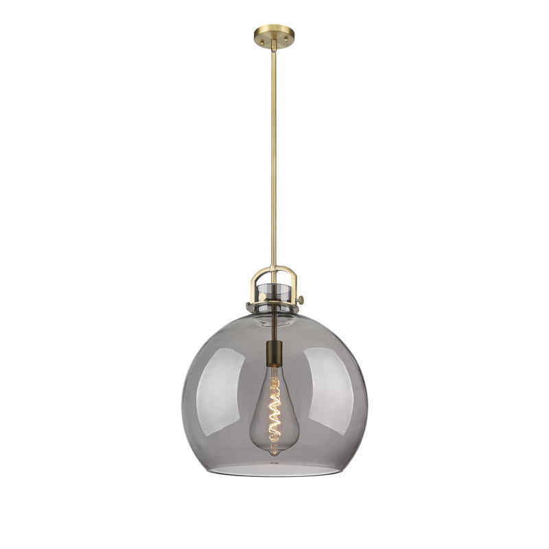 Luminaire suspendu à 1 tige Sligo, Laiton brossé, Plaqué couleur fumée, H 13,38 po x l 10 po x P 10 po