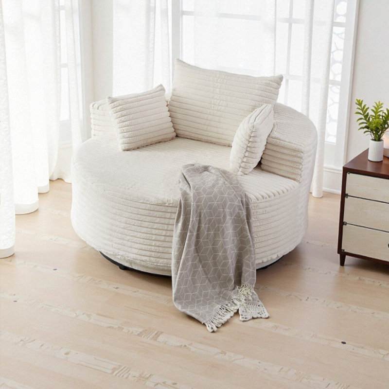 Fauteuil d'appoint pivotant en velours côtelé Luxury Luxury, Beige