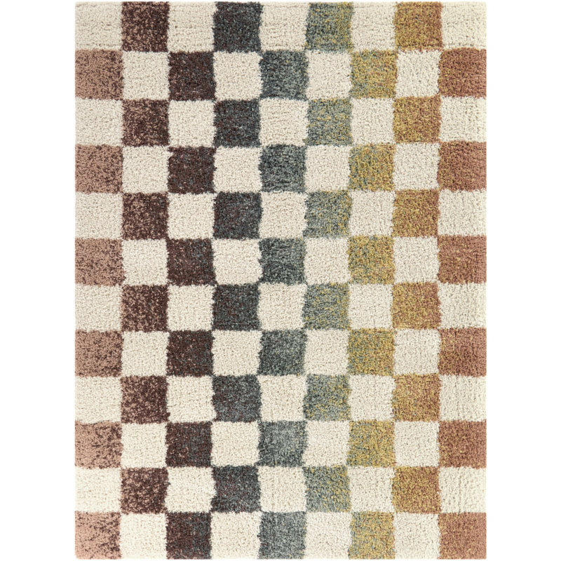 Tapis crème à carreaux Baruch, Rectangle 7 pi 10 po x 10 pi