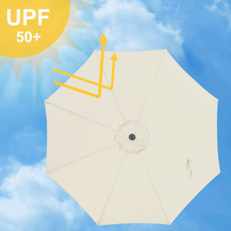 Rollo 125cm Rectangular Beach Parasol, Beige, Crank Lift, 240cm H x 180cm W x 125cm D