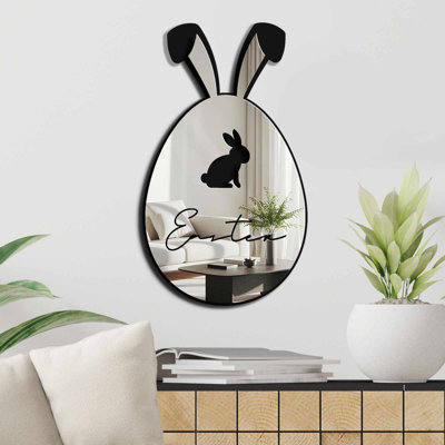 Élégant miroir décoratif pour Pâques, couleur argent, 11,4 po x 19,7 po | 100% PLEXIGLASS (épaisseur: 0,04 pouce) et 100% EVA (épaisseur: 0,4 pouce) | Bandes double face pour une présentation polyvalente | Parfait pour la décoration intérieure et les célébrations festives