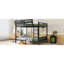 Grand lit superposé en métal noir avec tablette de rangement, pour adultes, structure stable, thermolaquée, capacité de 350 lb / 600 lb